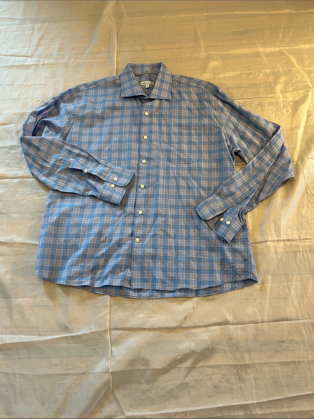 Peter Millar Blue Plaid Dress Shirt